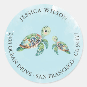 Cute Sea Turtle Baby Shower Return Address Label