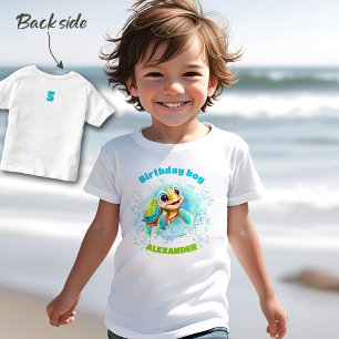 Cute Sea Turtle Birthday Boy Name Number Toddler T-Shirt
