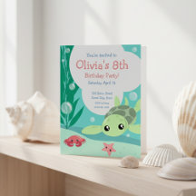 Cute Sea Turtle Birthday Invitation