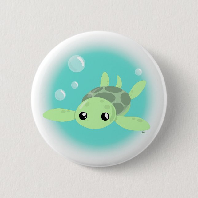 Cute Sea Turtle Button (Front)