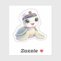 Cute Sea Turtle Captain Sticker