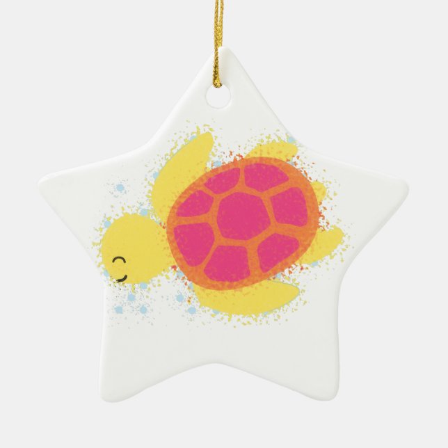 Cute Sea Turtle Ceramic Tree Decoration (Front)