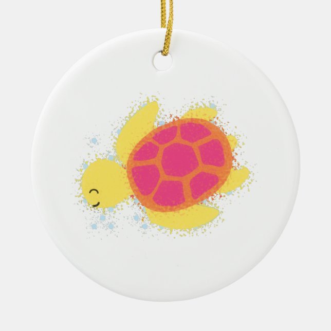 Cute Sea Turtle Ceramic Tree Decoration (Front)
