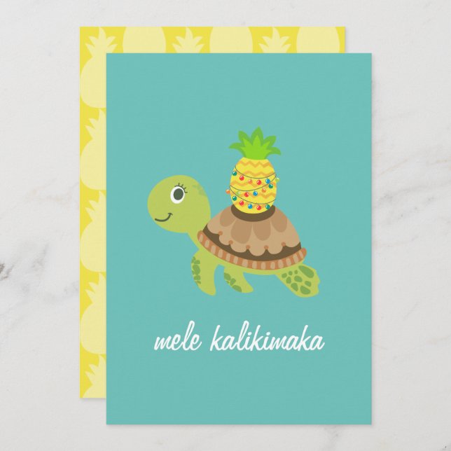Cute Sea Turtle Christmas Holiday Card (Front/Back)