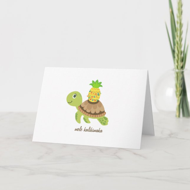 Cute Sea Turtle Christmas Holiday Card (Front)