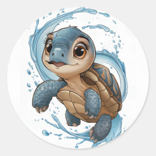 Cute Sea Turtle Christmas Watercolor Holiday Vinyl Classic Round Sticker