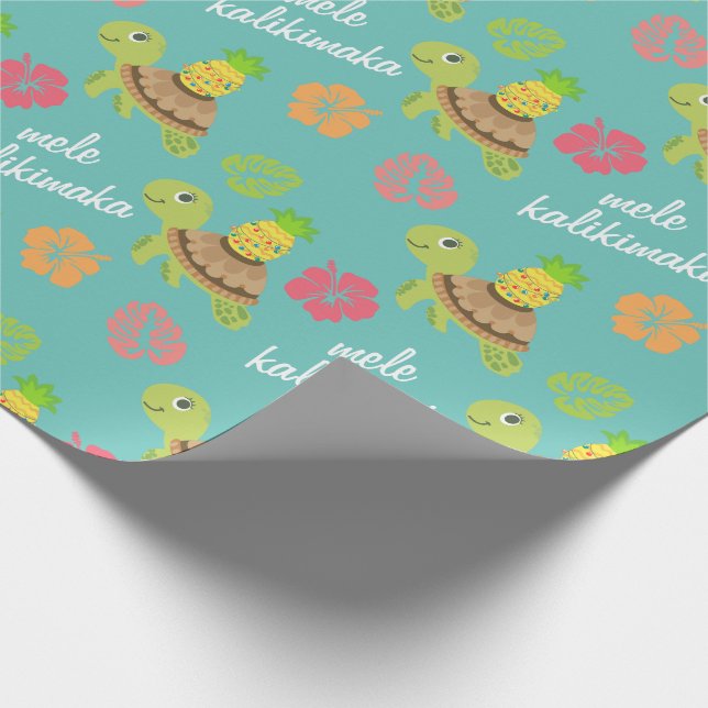 Cute Sea Turtle Christmas Wrapping Paper (Corner)