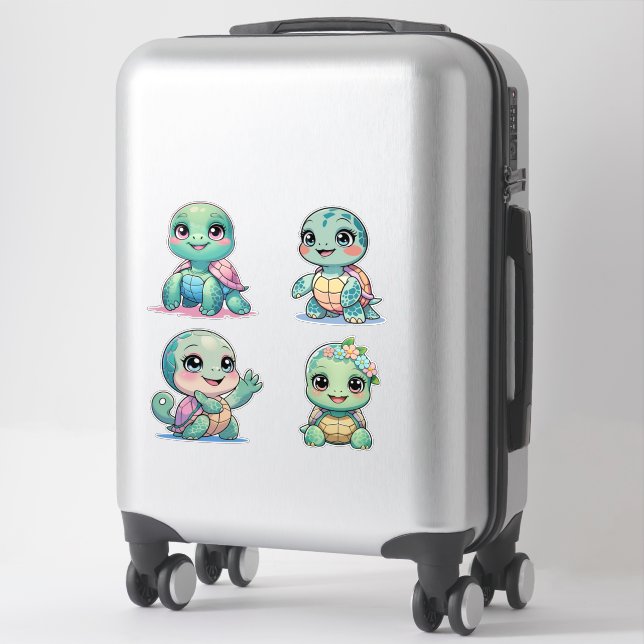 Cute Sea Turtle Custom-Cut Vinyl Sticker (Suitcase)