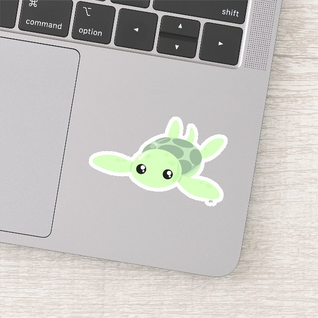 Cute Sea Turtle Custom-Cut Vinyl Sticker (Detail)
