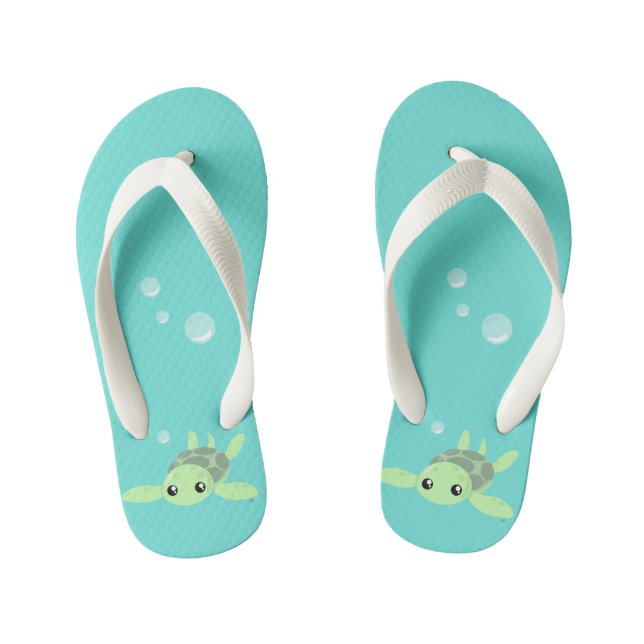 Cute Sea Turtle Flops, Kids Kid's Flip Flops (Footbed)