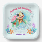 Cute Sea Turtle for Girl's First Birthday