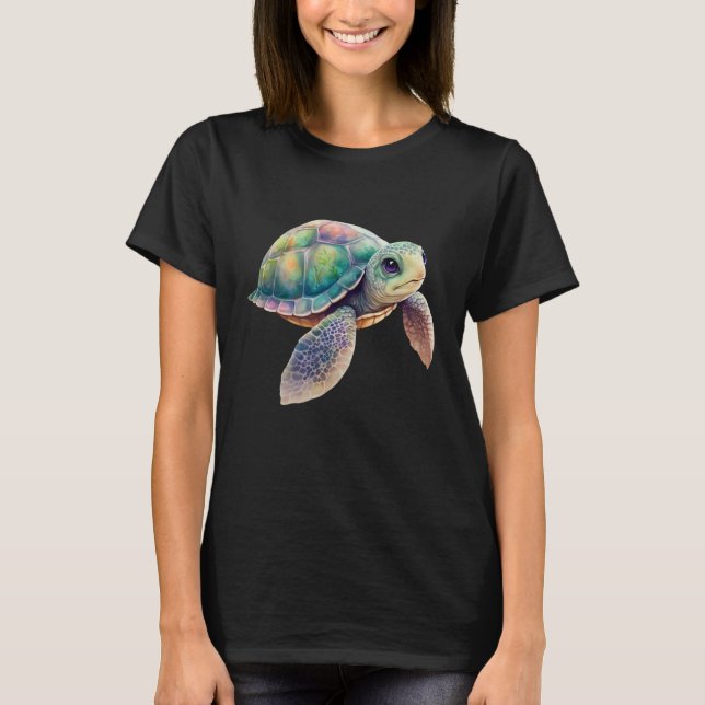 Cute Sea Turtle Graphic T-Shirt (Front)