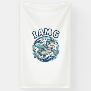 Cute Sea Turtle I Am 6 Birthday Vintage Shirt Desi Banner