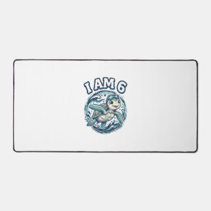 Cute Sea Turtle I Am 6 Birthday Vintage Shirt Desi Desk Mat