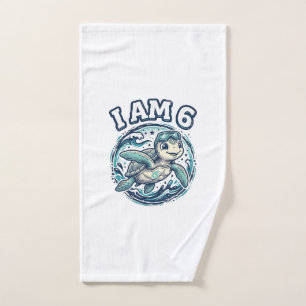 Cute Sea Turtle I Am 6 Birthday Vintage Shirt Desi Hand Towel