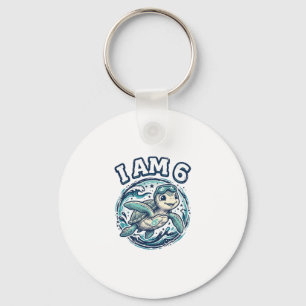 Cute Sea Turtle I Am 6 Birthday Vintage Shirt Desi Key Ring
