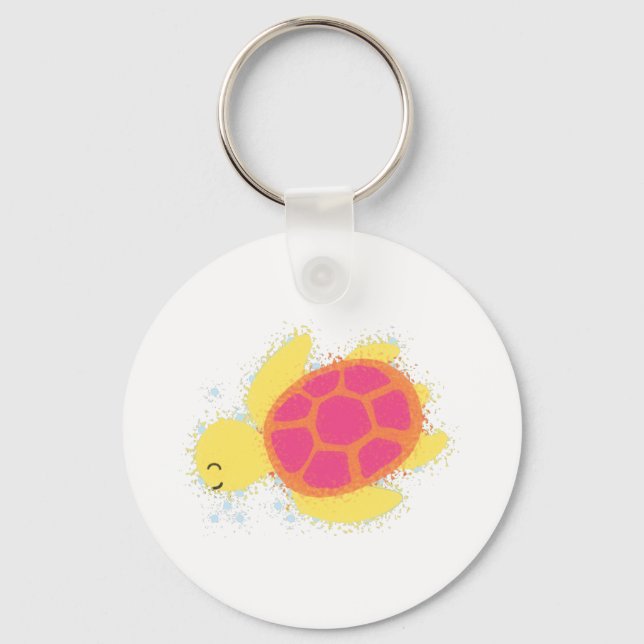 Cute Sea Turtle Key Ring (Front)