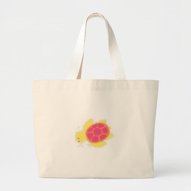 Cute Sea Turtle Large Tote Bag (Front)
