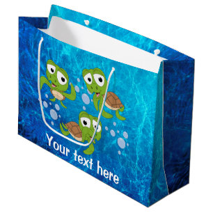 cute sea turtle lovers add text large gift bag