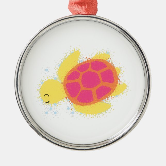 Cute Sea Turtle Metal Tree Decoration (Front)