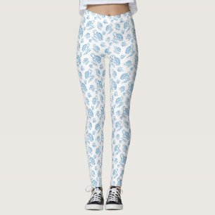 Cute Sea Turtle Nautical Doodle Pattern Leggings