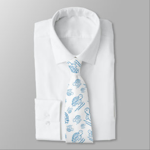 Cute Sea Turtle Nautical Doodle Pattern Tie