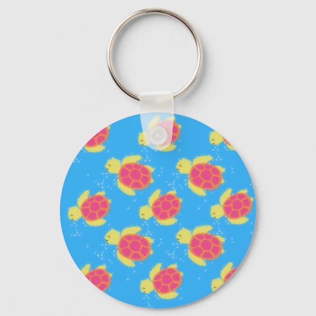 Cute Sea Turtle Pattern Key Ring (Front)
