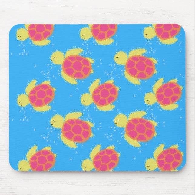Cute Sea Turtle Pattern Mouse Mat (Front)