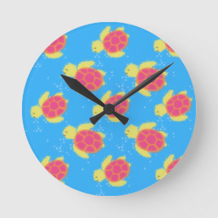 Cute Sea Turtle Pattern Round Clock