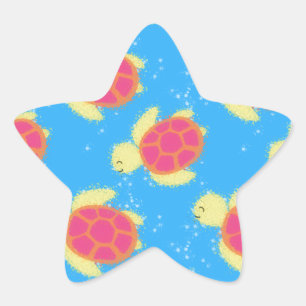 Cute Sea Turtle Pattern Star Sticker