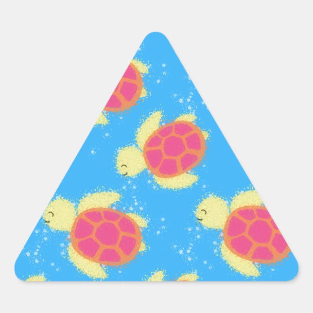 Cute Sea Turtle Pattern Triangle Sticker (Front)