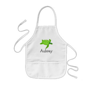 Cute sea turtle personalised with childs name kids apron