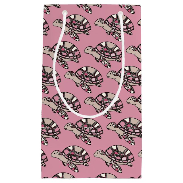 Cute sea turtle pink small gift bag (Front)