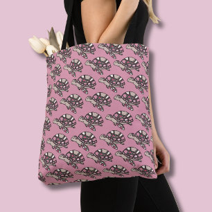 Cute sea turtle pink tote bag