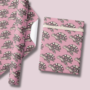 Cute sea turtle pink wrapping paper