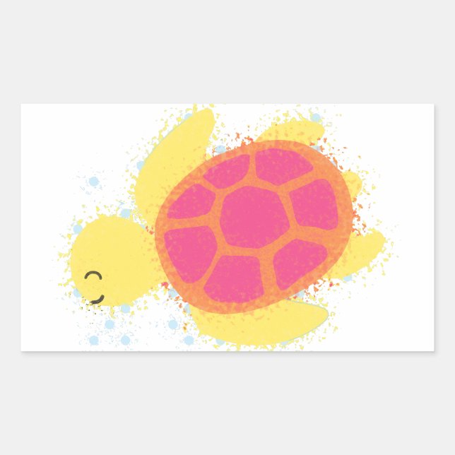 Cute Sea Turtle Rectangular Sticker (Front)