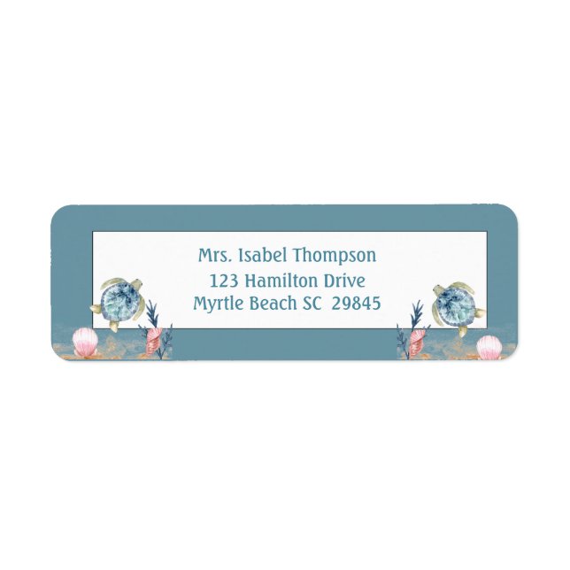 Cute Sea Turtle Return Address Label (Front)