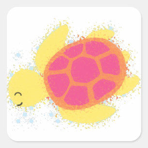 Cute Sea Turtle Square Sticker