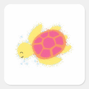 Cute Sea Turtle Square Sticker