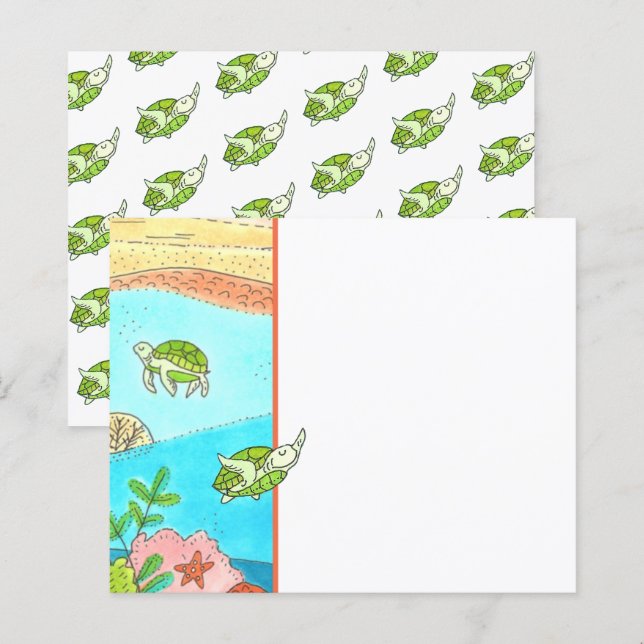Cute Sea Turtle Stationery (Front/Back)