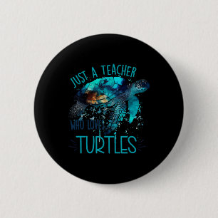 Cute Sea Turtle Teacher Ocean Wildlife Earth Day T 6 Cm Round Badge