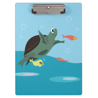Cute Sea Turtle Under the Sea Art Clipboard