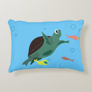 Cute Sea Turtle Under the Sea Art Decorative Cushion