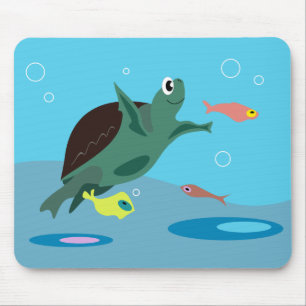 Cute Sea Turtle Under the Sea Art Mouse Mat