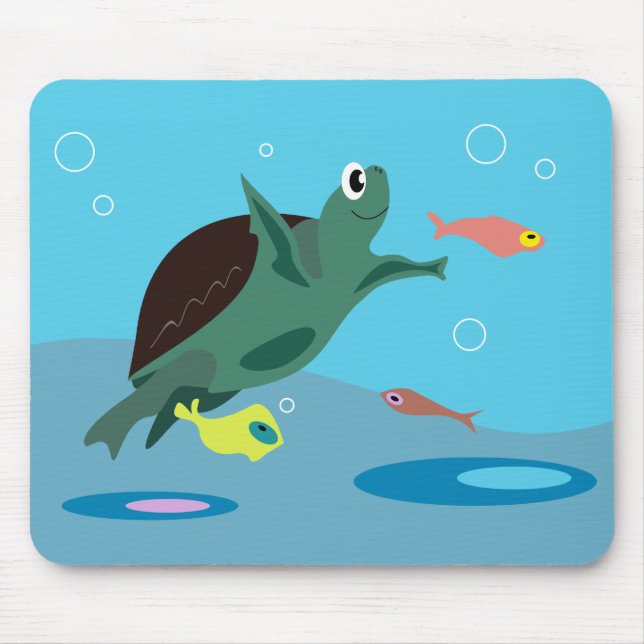 Cute Sea Turtle Under the Sea Art Mouse Mat (Front)