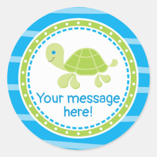 Cute Sea Turtle Under the Sea Birthday Classic Round Sticker