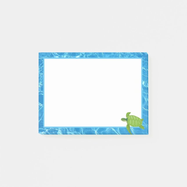 Cute Sea Turtle & Water Frame Post-it Notes (Front)
