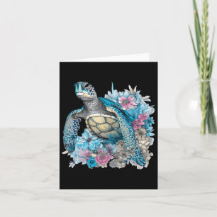 Cute Sea Turtle Wildflowers Animal Lover Tortoise Card
