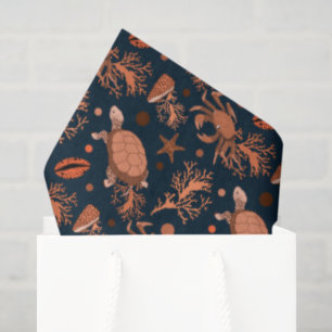 Cute sea turtles crabs patterb beach party tissue paper