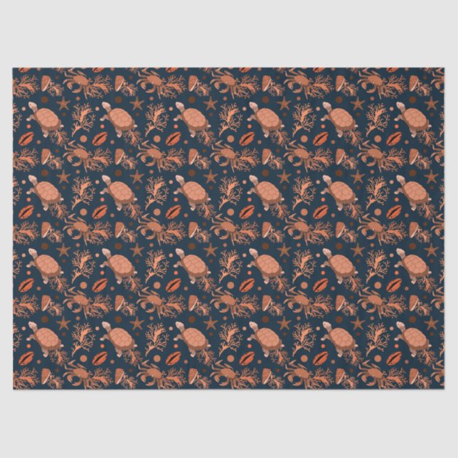 Cute sea turtles crabs patterb beach party tissue paper (Front)
